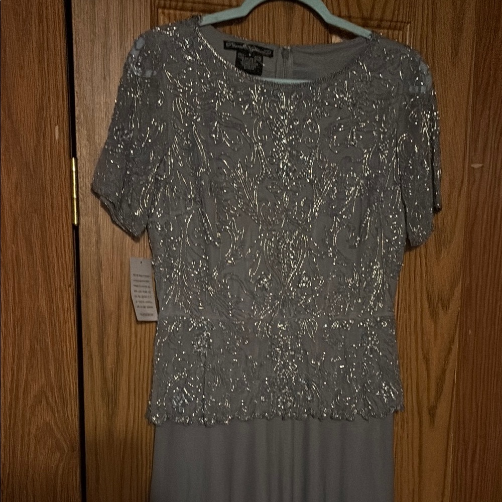 Pisarro Nights Gray Beaded Dress